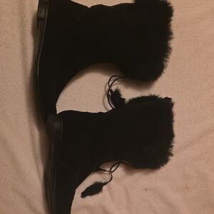 Nine West Black Faux Fur Winter Boots